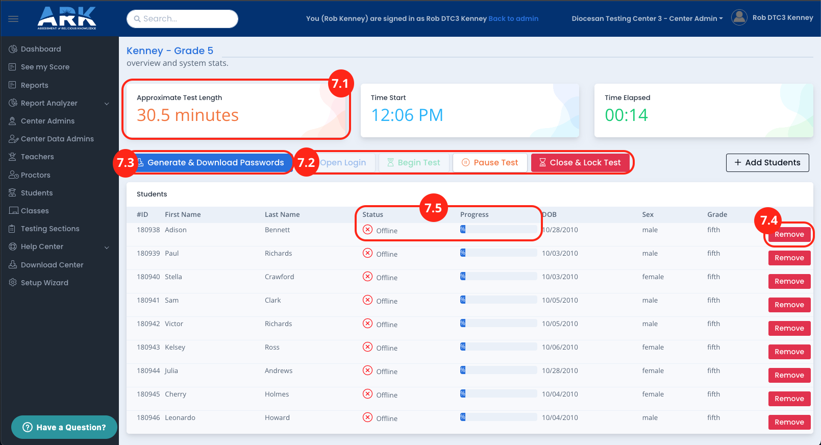 Before Testing Testing Section Administration Assessment of